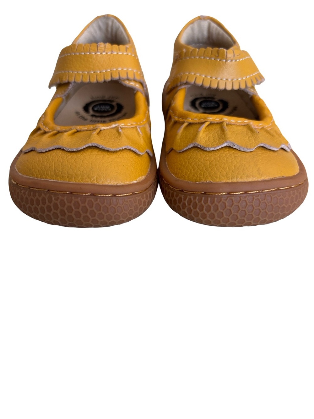 Livie & Luca Leather Mary Jane Shoes Size 4 Infant FALL Yellow Gold - Picture 3 of 11